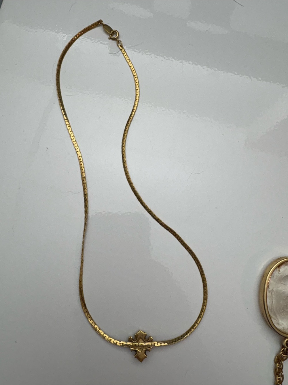 Gold Cross Pendant Snake Chain Necklace - Women's Jewelry